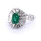 Bague 51 Bague en or blanc avec émeraude et diamants baguette 58 Facettes