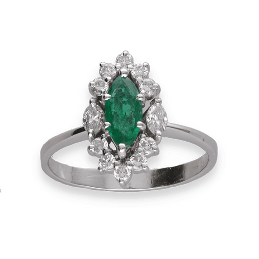 Ring 53 Marguerite Emerald Marquise Diamond Ring 58 Facettes