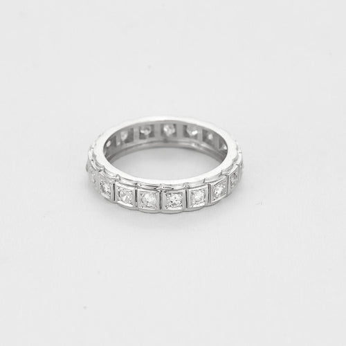 Bague 49 Alliance américaine diamants 0,95 ct en or blanc 58 Facettes LMB-294