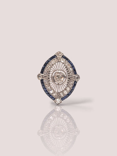 Bague 55 Bague Art Déco vintage en platine avec saphirs et diamants 58 Facettes 18806