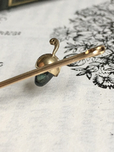 Broche Broche victorienne en or jaune 18k et platine, saphir cabochon et diamants 58 Facettes