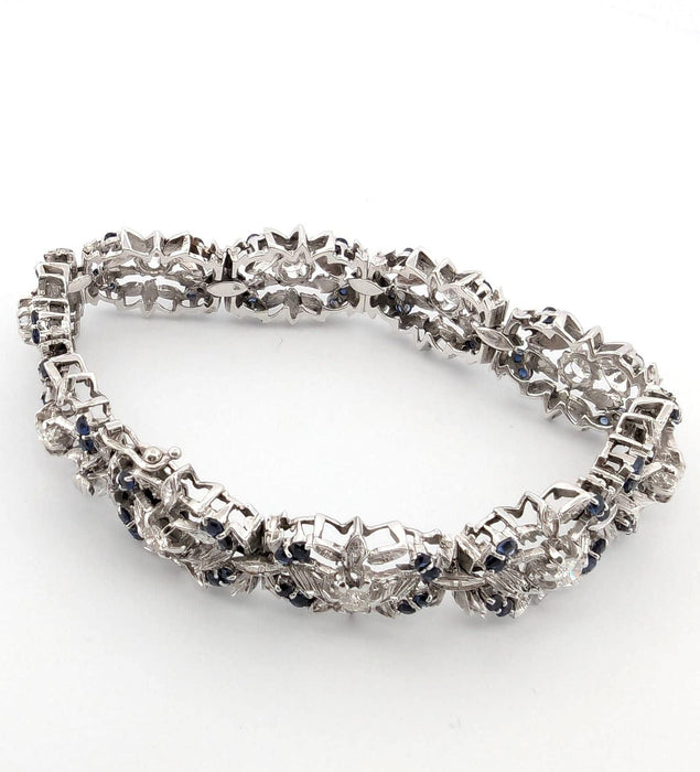 Bracelet Bracelet années 1950 en or blanc avec saphirs et diamants 58 Facettes