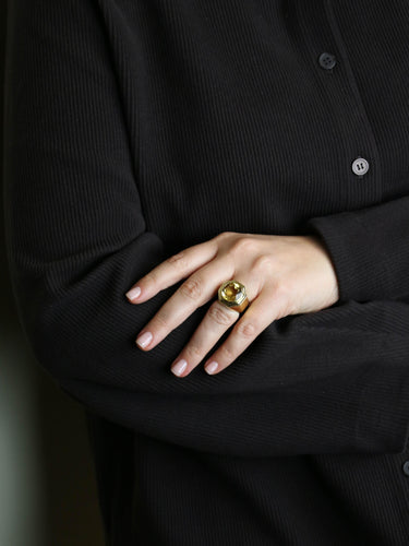 Bague 53 FRED Bague chevaliere or jaune citrine 7 carats 58 Facettes 1216.2
