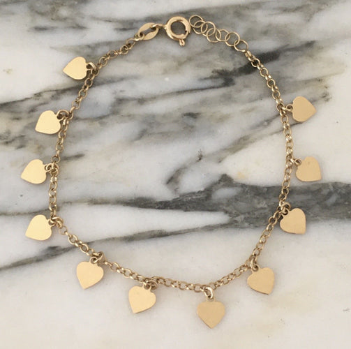 Bracelet cœurs en or jaune 18k
