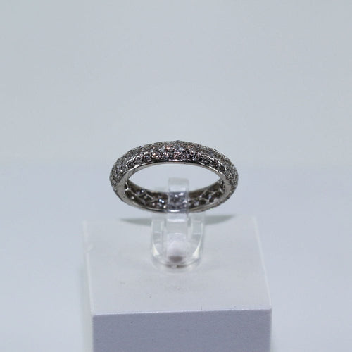 Bague Alliance tour complet or gris diamants 58 Facettes