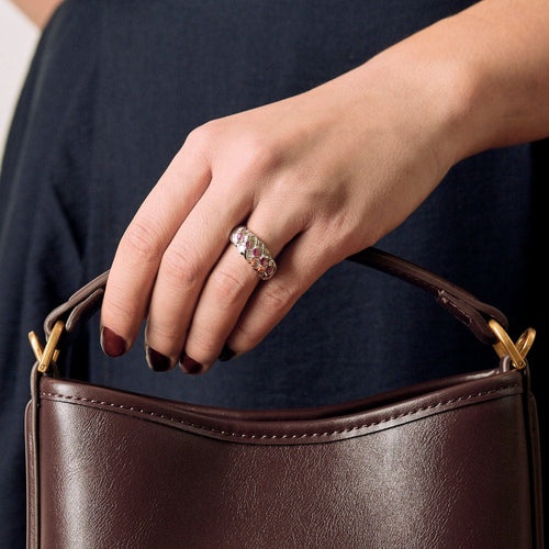 Bague 56 Bague or blanc, diamants et rubis 58 Facettes CRE0041X3