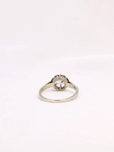 Bague 54 Solitaire ancien or platine diamant taille ancienne 58 Facettes J326