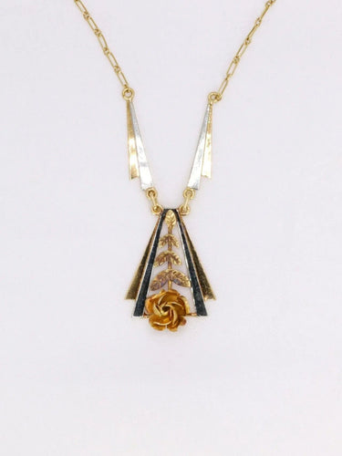 Collier Collier Art Déco fleur 2 ors 58 Facettes 1053.5