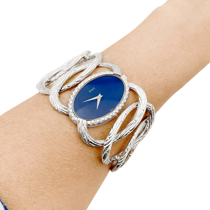 Montre Montre vintage Piaget, "Limelight Magic Hour", or blanc, diamants, lapis lazuli. 58 Facettes 34232