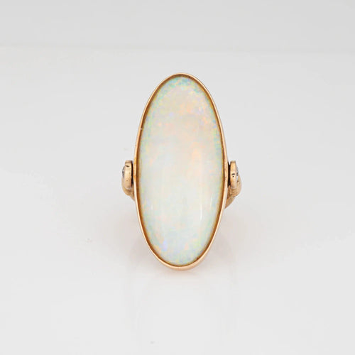 Bague 53 Bague à bascule en opale de grande taille en or jaune vintage 58 Facettes G13588