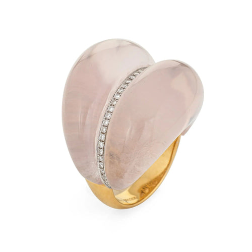 Bague 47 Bague contemporaine en quartz rose et diamant Estate, édition limitée 58 Facettes G12181