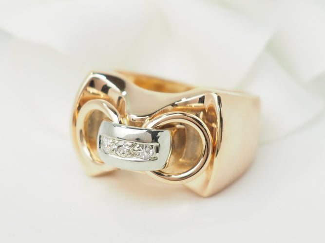 Bague 53.5 Bague Tank en or rose et diamants 58 Facettes 33465