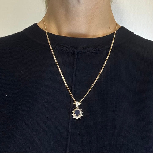 Pendentif Pendentif bicolore or jaune et blanc, saphir et diamants 58 Facettes Z1351722