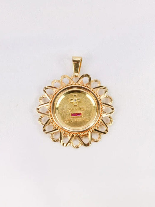 AUGIS - Médaille amour ronde or Plus qu'hier moins que demain or jaune, diamant, rubis