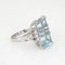 Bague 11ct Elongated Aquamarine Diamond Ring Vintage 14k White Gold Sz 6.25 Jewelry 58 Facettes G13564