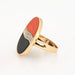 Ring 49 Coral onyx diamond ring from the 70s vintage yellow gold 58 Facettes G13360