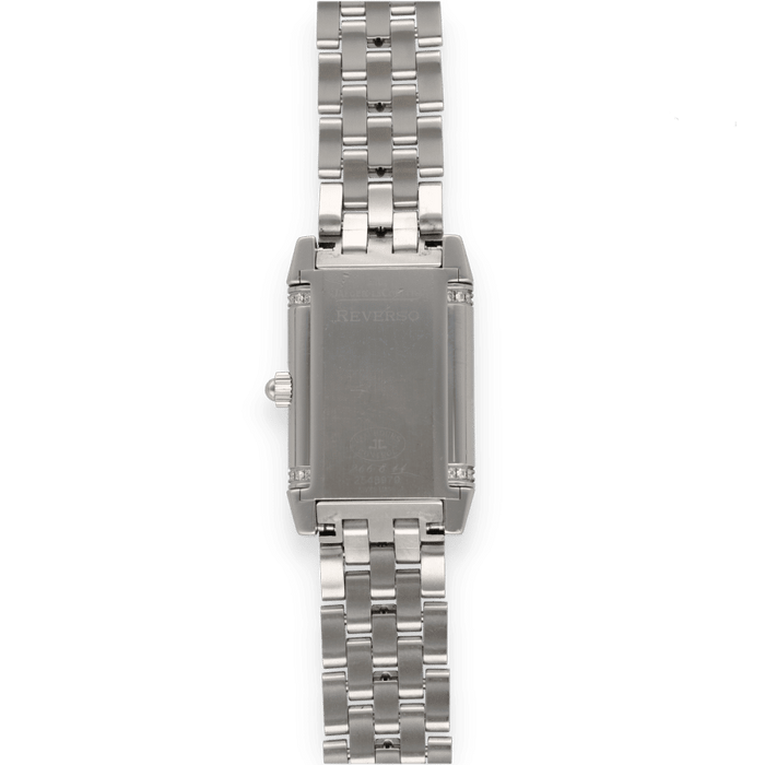 Montre Montre Jaeger LeCoultre "Reverso" Lady Acier Duetto diamants de 2008. Ref : 266.8.44. Boite et Papiers d'origine. 58 Facettes