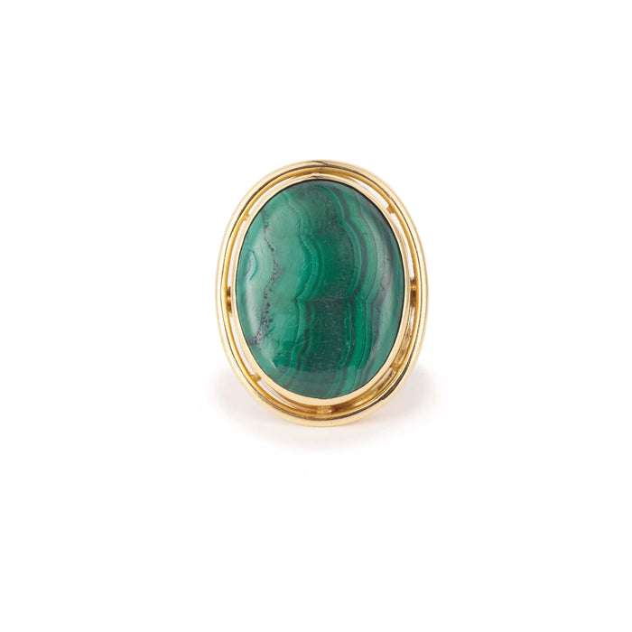 Bague 59 Bague Vintage Cocktail Malachite Or Jaune 58 Facettes B372