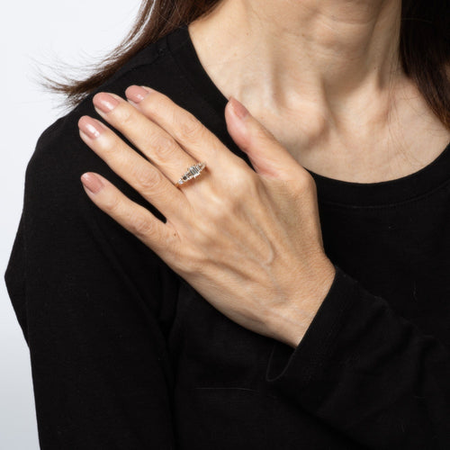 Bague 54 Alliance anniversaire vintage en or jaune 14 carats avec 5 diamants de 1,40 ct 58 Facettes G14065