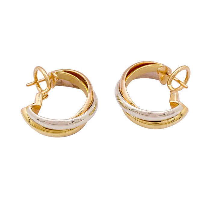 Boucles d'oreilles Cartier, "Trinity", trois ors.