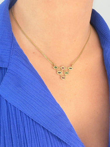 Collier Collier or jaune, émeraudes, rubis, saphirs 58 Facettes INV072