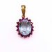 Yellow Gold Aquamarine and Ruby Pendant 58 Facettes