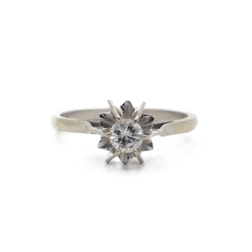 Bague 54.5 Bague solitaire en or gris rosé 18k et diamant 0,35 ct 58 Facettes REF2234