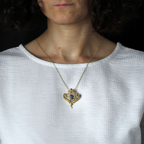 Pendentif Pendentif broche ancien saphir et perles fines 58 Facettes 25-012B