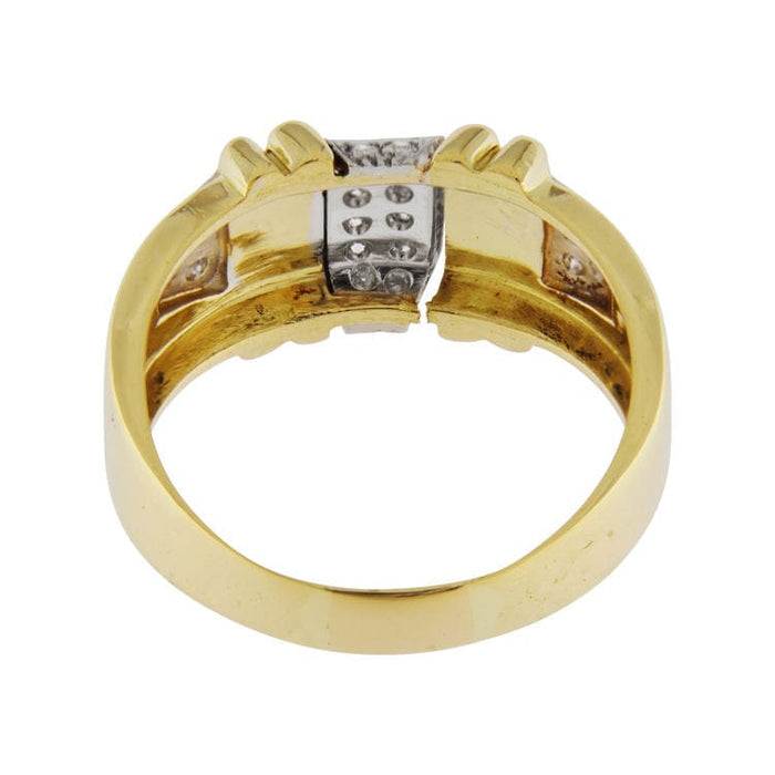 Bague 63.5 Bague en or jaune avec détails en or blanc et diamants 58 Facettes G3607