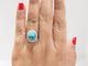 Bague 56 Bague pompadour en or blanc, diamants et Turquoise en cabochon 58 Facettes 33204
