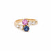 Bague Toi & Moi 1.60 Carats Saphir Saphir Rose Diamant Or Jaune 18 Carats 58 Facettes BSA93