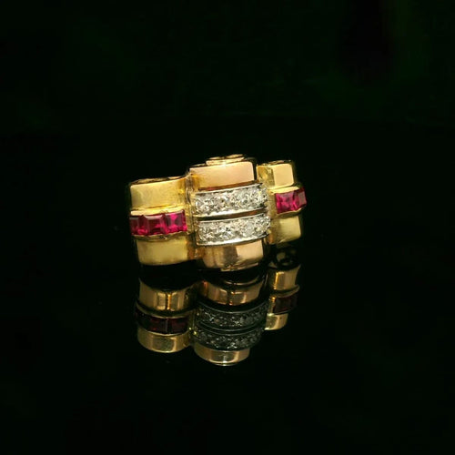 Diamond Tank ring circa 1940 58 Facettes