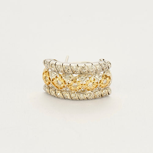 Boucles d'oreilles Boucle d'oreilles or gris et jaune, diamants 58 Facettes CHA5466