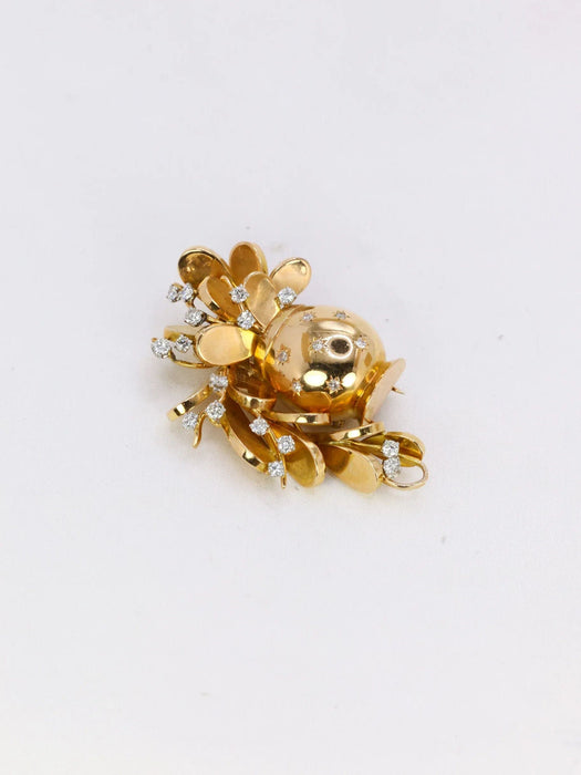 Broche Broche vintage pot de fleurs or jaune platine diamants 58 Facettes 1028.11