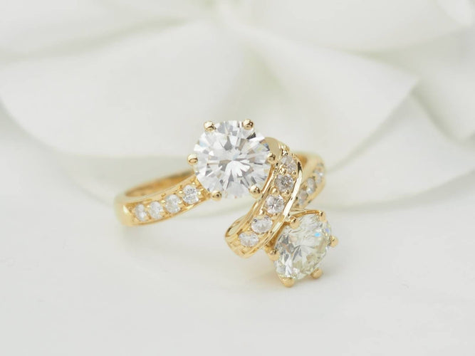 Bague 52 Bague Toi et Moi en or jaune et diamants 58 Facettes 33541