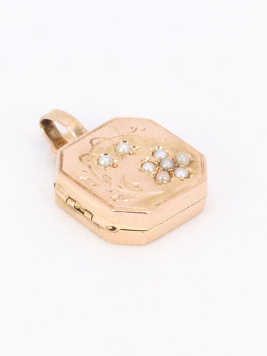 Pendentif Pendentif Art Nouveau porte photo or rose perles fines 58 Facettes 1140.2