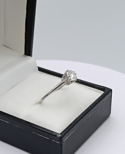 Bague 54 Bague solitaire ancienne platine, diamant 58 Facettes