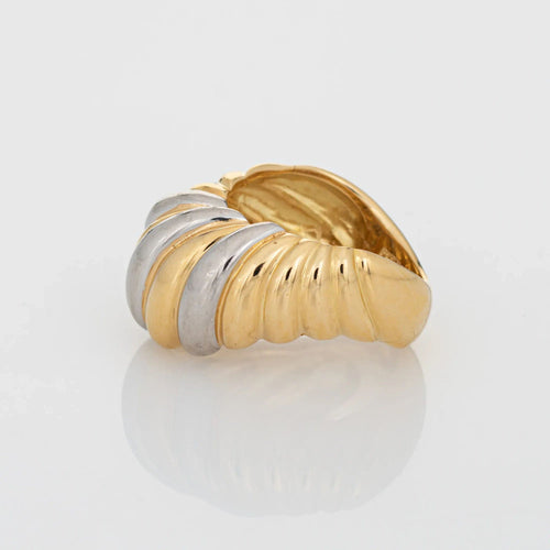 Bague Bague vintage en forme de dôme cannelé, platine, or jaune 18 carats, deux tons, taille 7 58 Facettes G4292