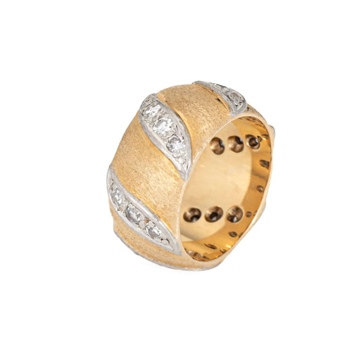 Bague 60s Vintage Diamond Band Sz 5 Wedding Ring 14k Yellow Gold Stacking Jewelry 58 Facettes G13615