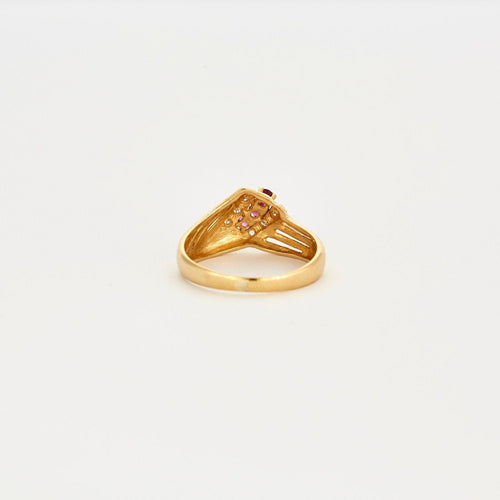 Bague 57 Bague or jaune rubis diamants 58 Facettes LP543