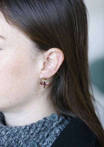 Boucles d'oreilles Dormeuses colombes grenats de Perpignan 58 Facettes