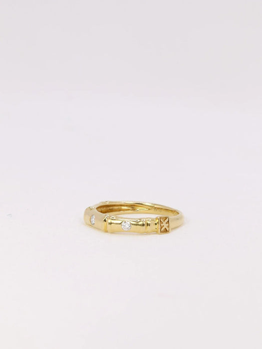 KORLOFF - Bague bambou or jaune diamants