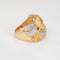 Bague Bague vintage en or jaune 14 carats avec feuilles de diamants, taille 9, large anneau cigare, bijoux fins 58 Facettes G13962