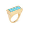 Bague 54 Bague damier en or jaune incrustée de turquoise 58 Facettes G13964