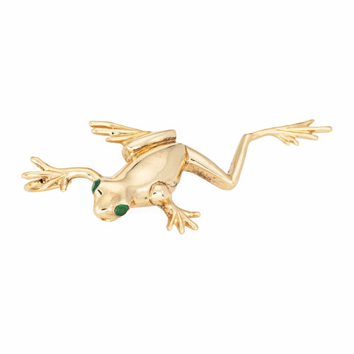 Pendentif Pendentif grenouille vintage en or jaune, yeux émeraude 58 Facettes G13982