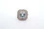 Bague 59 Bague Platine Aigue marine double entourage Diamants 58 Facettes 25078