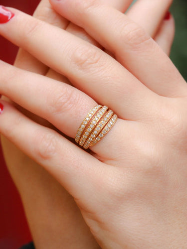 Bague 54 Bague 4 corps en or jaune et diamants 58 Facettes J132