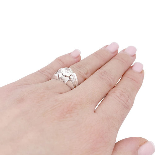Bague 52 Bague de style Art Déco en or blanc, diamant. 58 Facettes 33667