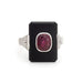 Bague 47 Bague de cocktail platine rubis onyx et diamants 58 Facettes G13439