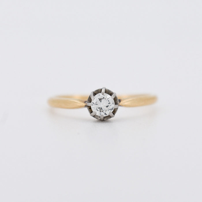 Bague solitaire ancien or et diamant